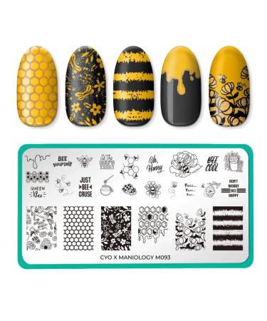 Maniology Bees (M093) CYO Design Contest Nail Stamping Plate Sweet Honeybee Manicure Honey Beehive Nail Art Design