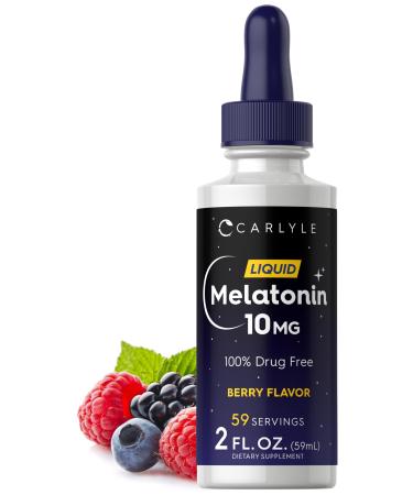 Carlyle Melatonin 10mg | 2 fl oz Liquid Drops | Berry Flavor | for Adults | Non-GMO Vegetarian Supplement