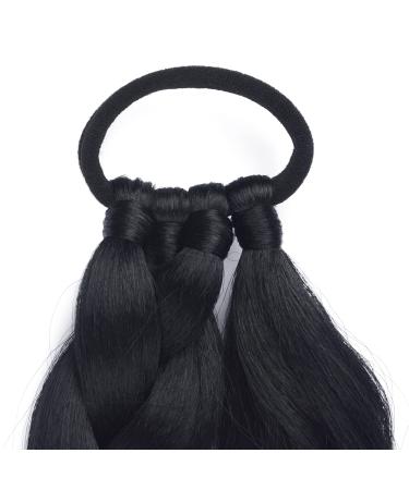 LyoRuSi 30 Inch 2 Pack DIY Braided Ponytail Extension with Hair Tie - Straight Wrap Around Hair Extensions Ponytail (1B) - 2PCS Braided - Buy Online on GoSupps.com