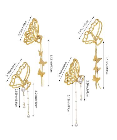 4 Pack Metal Big Gold Butterfly Hair Clips for Women and Girls - Non-slip Hair Claw Accessories for Styling Thick Hair - Fashion Hair Supplies - Buy Online on GoSupps.com