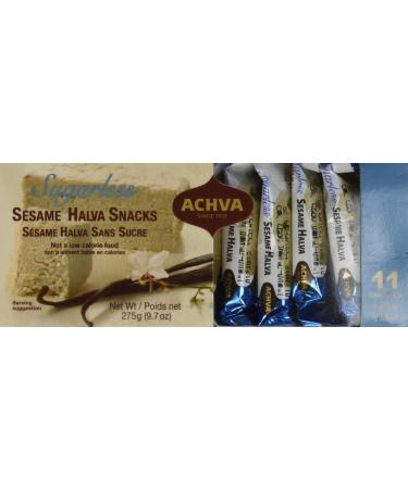 Achva Sugar Free SESAME Halva Snack Kosher Mini Bars 2 Packs, 11 Snacks, N.W. 9.7oz each pack