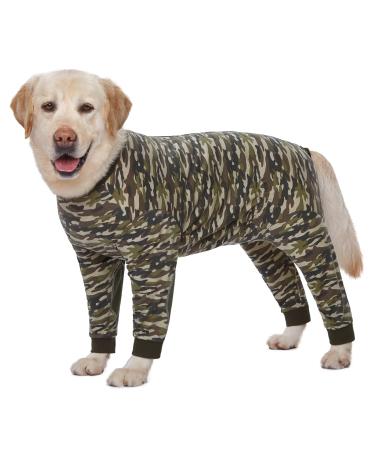 YeaPeeto one-divider for dogs for relaxation for large and medium-sized dogs pajamas full body for hair loss allergies anti-licks wound protection cone alternative (7xL camouflage) 7xL camouflage