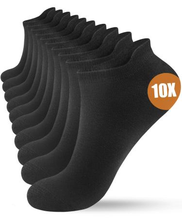 YESWEL 10 Pairs Sneaker Socks Men Women Cotton Sports Socks Breathable Running Socks Short 43-46 Black