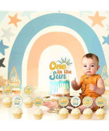 One in the Sun Cake Topper Set - Here Comes the One Cupcake Toppers Retro Boho Sun Smash Cake Topper Cupcake Picks for First Birthday Party Decorations - Buy Online on GoSupps.com