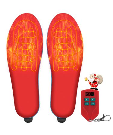 Riomza Rechargeable Heated Insoles - Electric Soft Foot Warmer Insoles with Accurate Temperature Remote Control Thermal USB Winter Work Boots Shoes Inserts for Women Men (M  Red) M Red