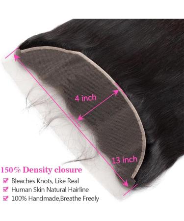 MERFAA 13X4 Lace Frontal Human Hair Straight Wave HD Transparent Lace Frontal 13X4 Closure Human Hair 150 Density Free Part Pre Plucked Hairline Baby Hair Around Natural Black 20 Inch 20 Inch Straight Wave 13x4 Closure - Buy Online on GoSupps.com