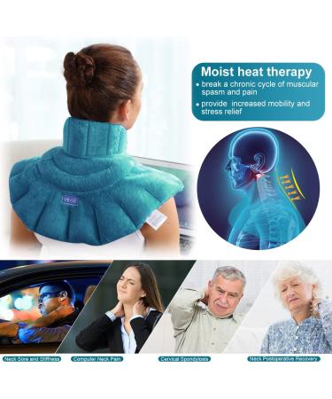 REVIX Heated Neck Wrap - Microwave Heating Pad for Neck and Shoulders - Peacock Blue - Buy Online on GoSupps.com