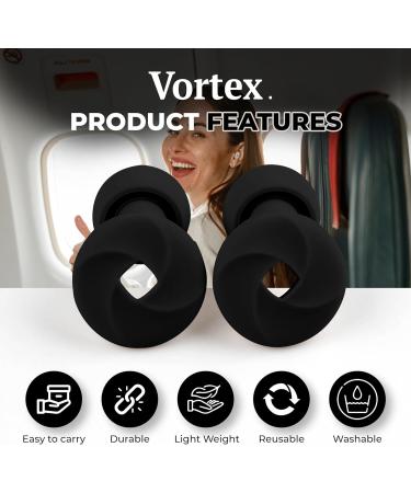 Vortex. Ear Plugs for Sleep Reusable Silicone Hearing Protection Noise Reduction for Sleeping 8 Ear Tips in XS/S/M/L 33db Noise Cancelling for Snoring Flights Concerts and Noise Sensitivity Black - Buy Online on GoSupps.com