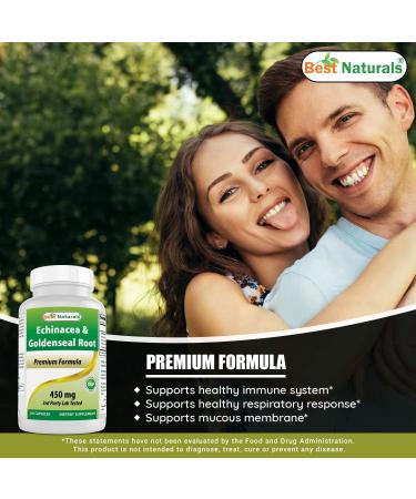 Best Naturals Echinacea Goldenseal 450mg - 250 Capsules | Immune Support Supplement - Buy Online on GoSupps.com