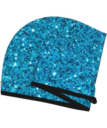 Microfiber Hair Drying Cap - Blue Glitter Hair Towel Wrap | Soft & Absorbent Quick Drying Cap for Curly Long & Thick Hair - Buy Online on GoSupps.com