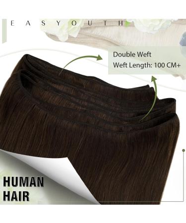 Easyouth Darkest Brown Real Human Hair Weft Extensions - 18 Inch 100g 3-Weft #2 - Buy Online on GoSupps.com