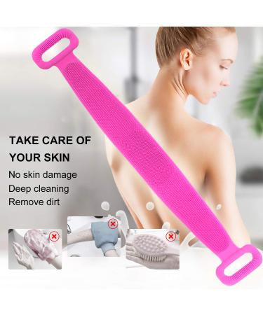 Silicone Back Cleaning Brush | Soft Massage & Exfoliating Brush for Shower | Shower Gel Body Brush - Pink (30 inch) - Buy Online on GoSupps.com