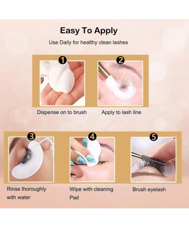 MULAFEE Lash Shampoo Kit for Eyelash Extensions - 60 ML Cleanser with Rinse Bottle, Brush, Wand, Cleaning Pad, Under Eye Pads - Salon and Home Care - Buy Online on GoSupps.com