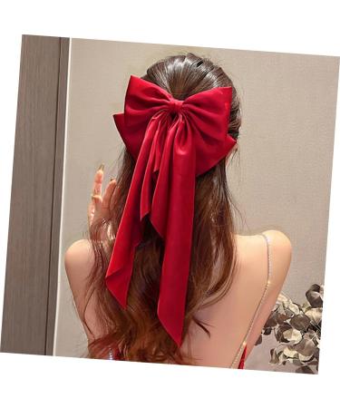 SKISUNO Satin Ribbon Hairpin Big Hair Bows Hair Barrettes for Teen Ponytail Clip Accessories for Teen Teen Hair Bows Hair Bow Barrette Hair Clips for Makeup Red Hair Bow - Buy Online on GoSupps.com
