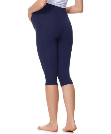 Be Mammy Women's Maternity Leggings Tights BE20-229 M Navy Blue - Comfortable 3/4 Length for Pregnancy - Buy Online on GoSupps.com
