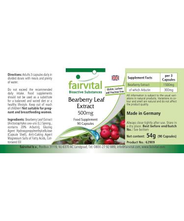 Fairvital Uva Ursi Extract 500mg | High Dose Bearberry Leaf - 20% Arbutin - Vegan - 90 Capsules - International Shipping Available - Buy Online on GoSupps.com