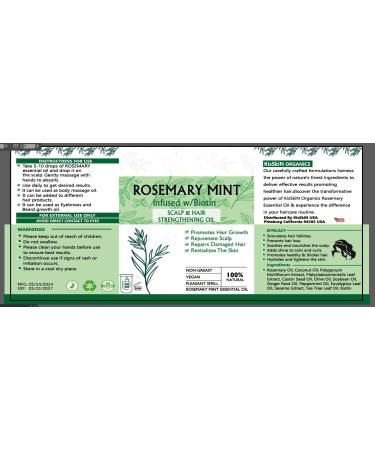 Organic Rosemary Mint Scalp & Hair Strengthening Oil - Kisskin | Nourishing Castor Olive & Coconut Blends with Biotin - 2oz for Daily Use - Buy Online on GoSupps.com