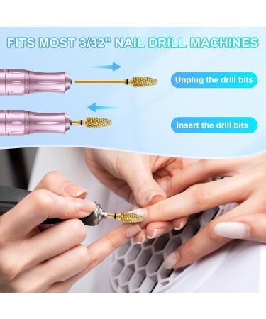 CGBE Nail Miller Attachments - 5 Gold Bits for Gel & Acrylic Nail Removal | 3/32 Inch Wolfram Carbide Milling Cutters - Buy Online on GoSupps.com