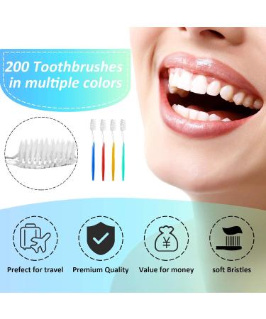 Disposable Travel Toothbrushes - Individually Wrapped Soft Bristle - 200 Pack for Adults & Kids | Ideal Travel Toiletries in 4 Colors - Buy Online on GoSupps.com