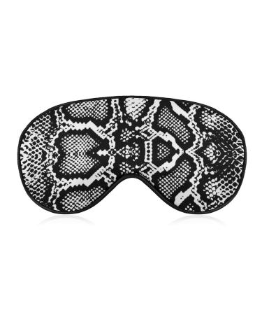 Black and White Snake Skin Sleep Mask for Women Adjustable Sleeping Eye Shades Cover with Elastic Strap