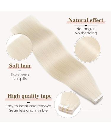 Buy Tess Tape Extensions Real Hair Platinum Blond #70 - 10 Piece 12 (30cm) Remy Human Hair Tape-In Extensions - Smooth & Lightweight 20g - Buy Online on GoSupps.com