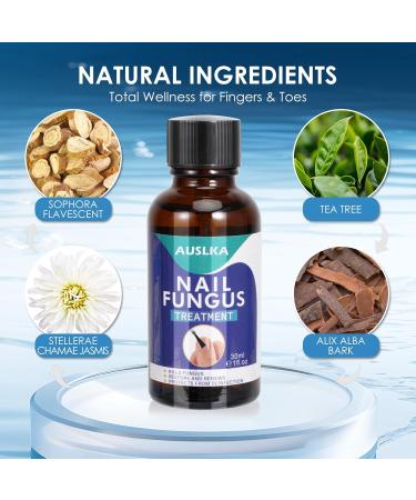 AUSLKA Toenail Fungus Treatment | Nail Renewal Solution for Discolored & Damaged Nails (32 Patches + 1 FL/OZ) - Fast & Easy Repair - Buy Online on GoSupps.com