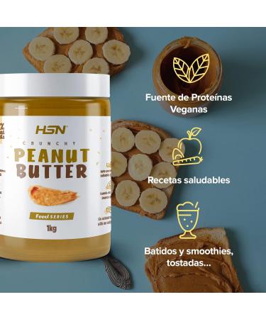  HSN HSN 100% Natural Peanut Butter | 1 kg Crunchy and Creamy Peanut Butter | No Palm Oil Salt or Added Sugar | Vegan Non-GMO - Buy Online on GoSupps.com