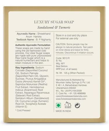  Forest Essentials Forest Essentials Luxury Sugar Soap with Sandalwood and Turmeric 125g - Buy Online on GoSupps.com