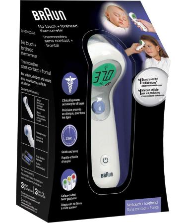 Braun NTF3000CAV1 No Touch + Forehead Thermometer with Colour Coded Display for Infants Children and Adults No. 1 Brand Among Pediatricians and Moms - Buy Online on GoSupps.com