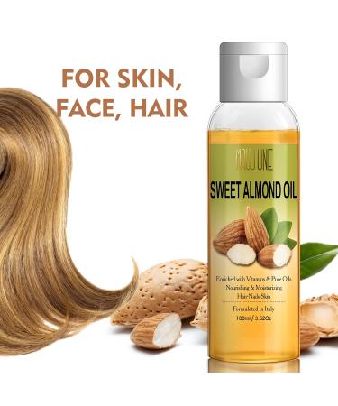 Sweet Almond Hair Oil - Moisturizing Serum for Frizzy Hair with Castor Oil & Vitamins | Anti-Dry Anti-Frizz Solution for Hair Nails & Skin - Buy Online on GoSupps.com