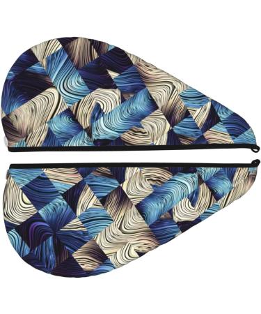Abstract Blue Squares Microfiber Hair Towel - Soft Super Absorbent Quick Dry Wrap for Women with Long Curly and Thick Hair - Buy Online on GoSupps.com