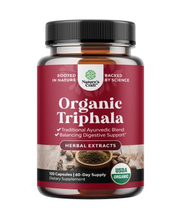 Digestive Triphala Capsules Organic Complex - Organic Triphala Colon Cleanser & Detox Digestive Health Supplement - Ayurvedic Complex for Gas Bloating & Constipation Relief for Women & Men (2 Months) 120 Count (Pack of 1)