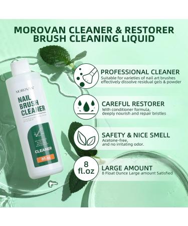 Morovan Nail Brush Cleaner - 8oz Restorer for Acrylic, Gel, Paint & Kolinsky Brushes - Buy Online on GoSupps.com