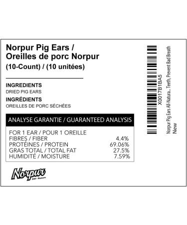 Norpur Pig Ears All-Natural Dog Treats (10-Count) Canadian Made Slow-Roasted Oven-Baked Boneless | Promote Healthy Shiny Coats | Help Clean Teeth Prevent Bad Breath - Buy Online on GoSupps.com