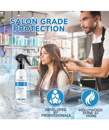 BELLISSO Biotin Heat Protectant Spray with Moroccan Argan Oil - 8.45 Fl Oz - Thermal Protection for Women - Unscented Leave-in Conditioner - Buy Online on GoSupps.com