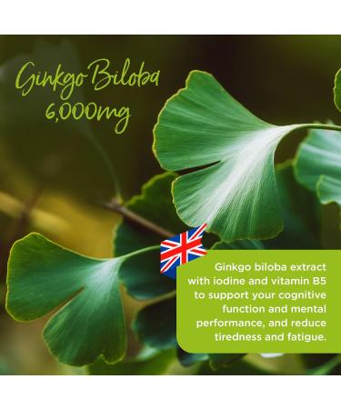 Healthspan Ginkgo Biloba 6000mg | High Strength 180 Tablets | Rich in Iodine & Vitamin B5 | Vegan-Friendly Formula - Buy Online on GoSupps.com