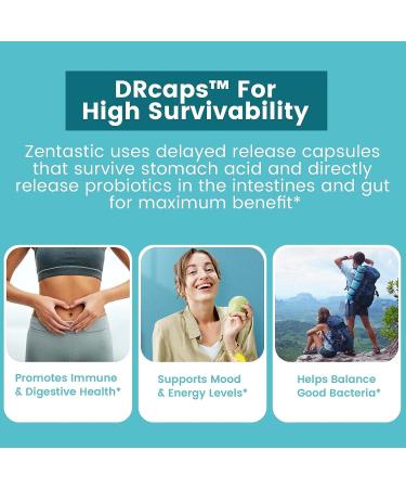 Zentastic Probiotics & Prebiotics Supplement - 50 Billion CFU - 16 Strains - 120 Delayed Release Veggie Capsules - Immune & Digestive Support for Men & Women - 2 Pack - Buy Online on GoSupps.com