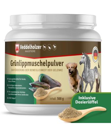 Veddelholzer Natural green lip powder dog - 500g green lip mussel for dogs High -quality nutritional supplements - green lip mussel extract with high acceptance in all dogs 500 g