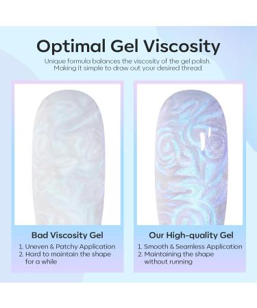 Modelones Pearl Gel Nail Polish 15ML Shimmer Mermaid Light Blue Gel Polish Pearlescent Shell Nail Gel Soak Off UV Gel Led Spring Gel Polish Swirl Shell Thread Effect DIY Manicure Gifts Pearl Blue - Buy Online on GoSupps.com
