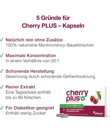 High-Dose Montmorency Sour Cherry Capsules - 55 000 mg Daily Dose | Cherry Plus 3-Pack - Buy Online on GoSupps.com