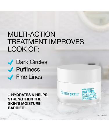 Neutrogena Hydro Boost+ Caffeine Eye Gel Cream - 0.5 oz | Hyaluronic Acid, Caffeine & Peptide Complex for Dark Circles, Fine Lines & Puffiness - Fragrance-Free - Buy Online on GoSupps.com