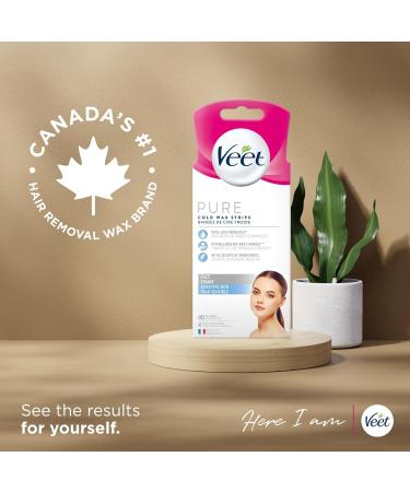 Veet PURE Face Wax Strips Sensitive Skin Hypoallergenic Formula 40ct White 40 count (Pack of 1) White - Buy Online on GoSupps.com
