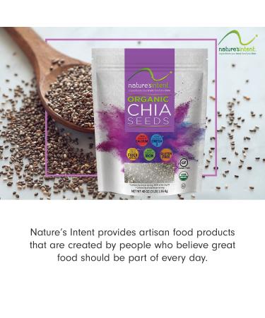 Nature's Intent Organic Chia Seeds - 3lb Bag | USDA Organic, Non-GMO, Vegan, Gluten-Free, Kosher | Keto & Paleo | Rich in Calcium, Omega-3, and Iron | For Salads, Yogurt & Smoothies - Buy Online on GoSupps.com