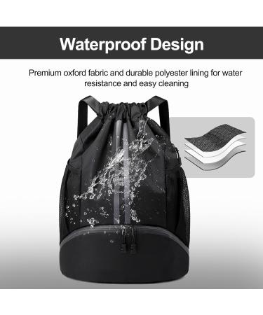 Hoedia Unisex Sports Backpack with Drawstring L - Durable & Stylish Black Gym Bag for Travel & Fitness - Buy Online on GoSupps.com