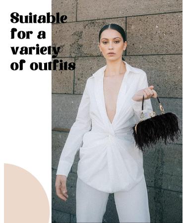 Women's Black Ostrich Feather Tote Bag - Fluffy Purse Clutch for Wedding Anniversary Party - Buy Online on GoSupps.com