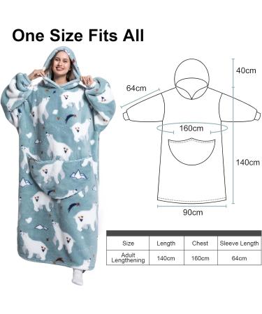 AUUNER Oversized Wearable Blanket Hoodie - Long Flannel Sweatshirt with Giant Pocket | One Size for Women, Men, Teens - Bear-140cm - Buy Online on GoSupps.com