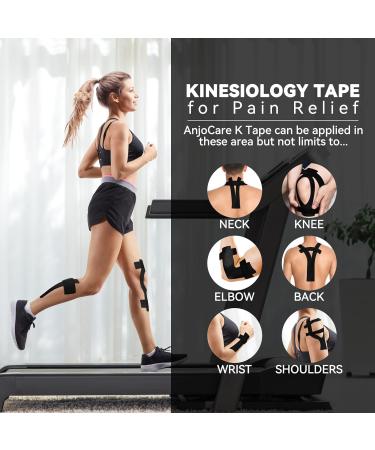 Anjocare Kinesiology Tape Uncut Elastic Sports Bands for Muscle & Joint Support | 2 Rolls 5m x 5cm Black - Buy Online on GoSupps.com