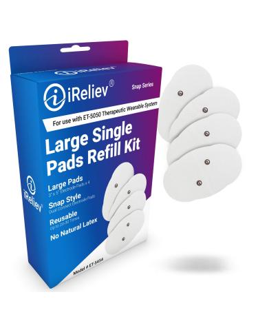 iReliev Wireless Electrode Pads Refill Kit 4 Pads Per Box Fits ET-5050 Wireless TENS EMS Receiver Pods Snap Style Electrodes