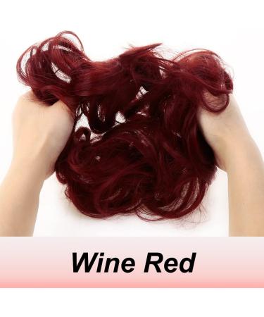 JJstar Messy Hair Bun Scrunchie Wine Red - Curly Wavy Chignon for Women and Girls - Synthetic Hair Accessories - Buy Online on GoSupps.com