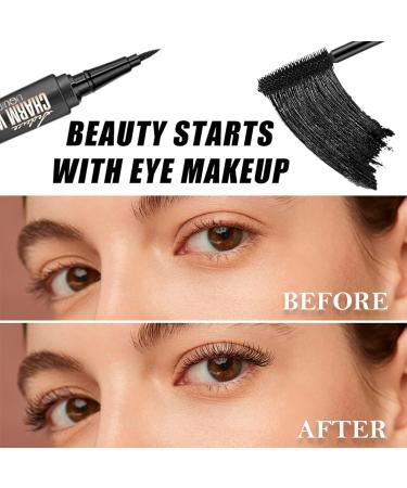 False Eyelash Effect Mascara + Eyeliner Thicker Voluminous Eyelashes Amplified Effect & Long Lasting Waterproof and Smudge-Proof Eye Makeup Kit Black - Buy Online on GoSupps.com